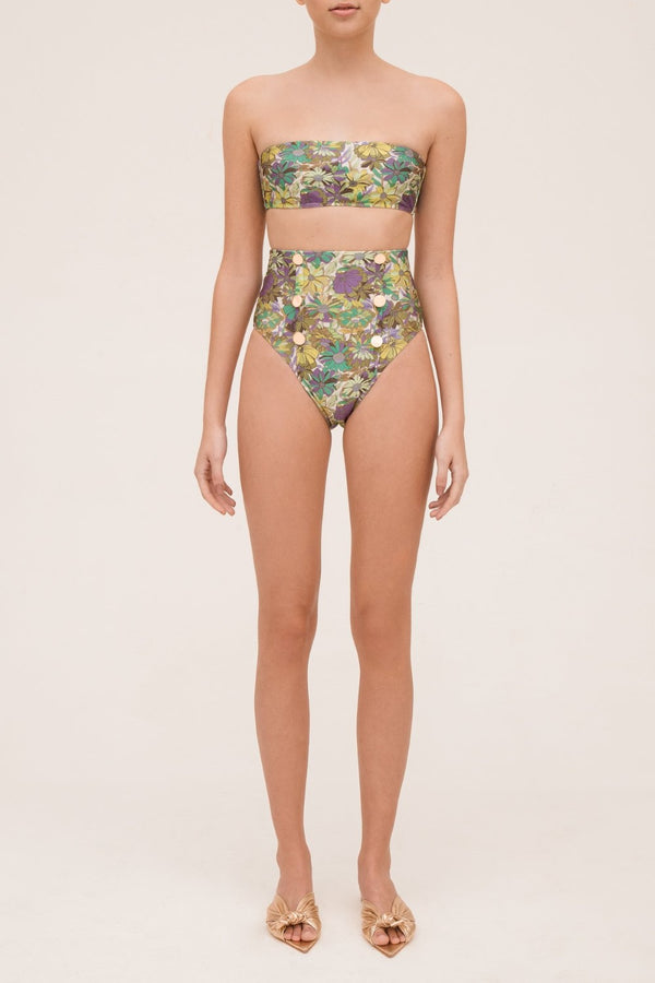 adriana degreas Flower Bloom High-leg Bikini With Buttons