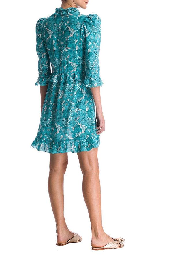Adriana Degreas Flower Bloom Long-Sleeved Short Dress