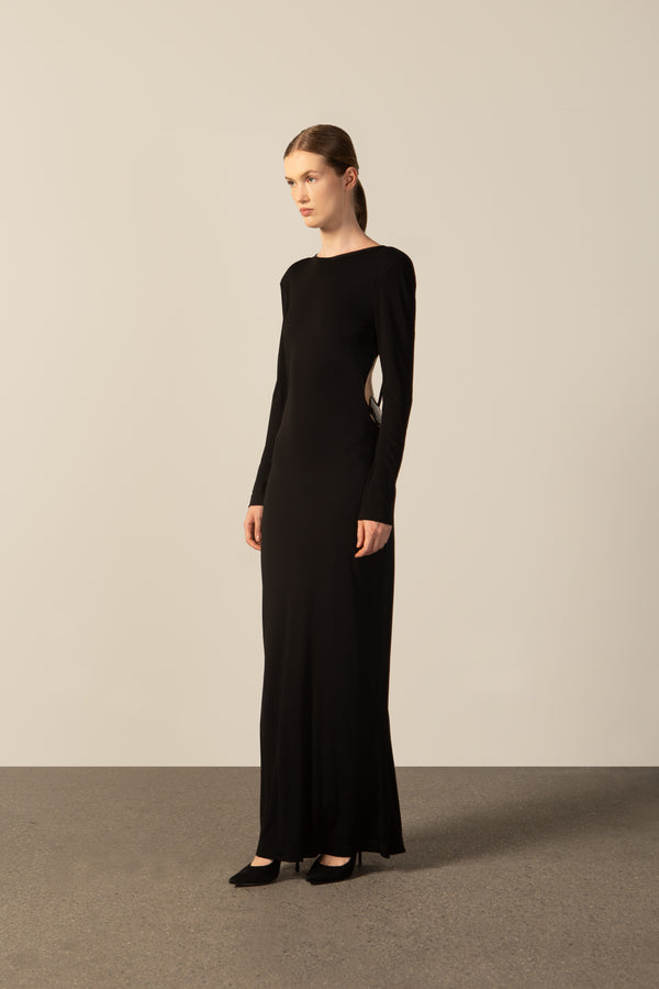 adriana degreas Geometric Long-Sleeved Bare-Back Long Dress