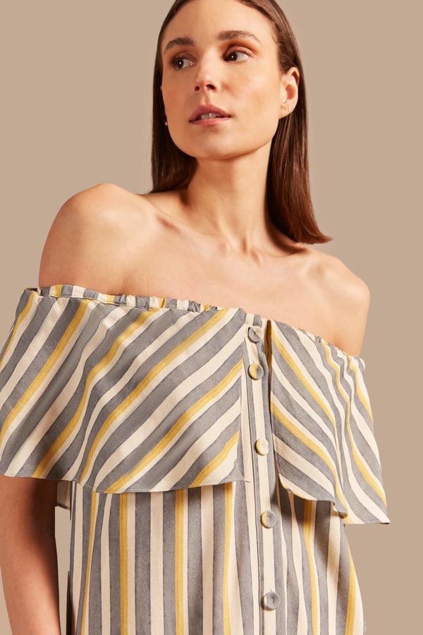 Adriana Degreas Golden Age Off-The-Shoulder Long Dress