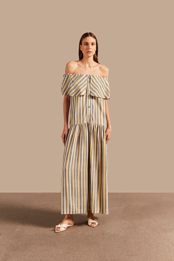 adriana degreas Golden Age Off-The-Shoulder Long Dress