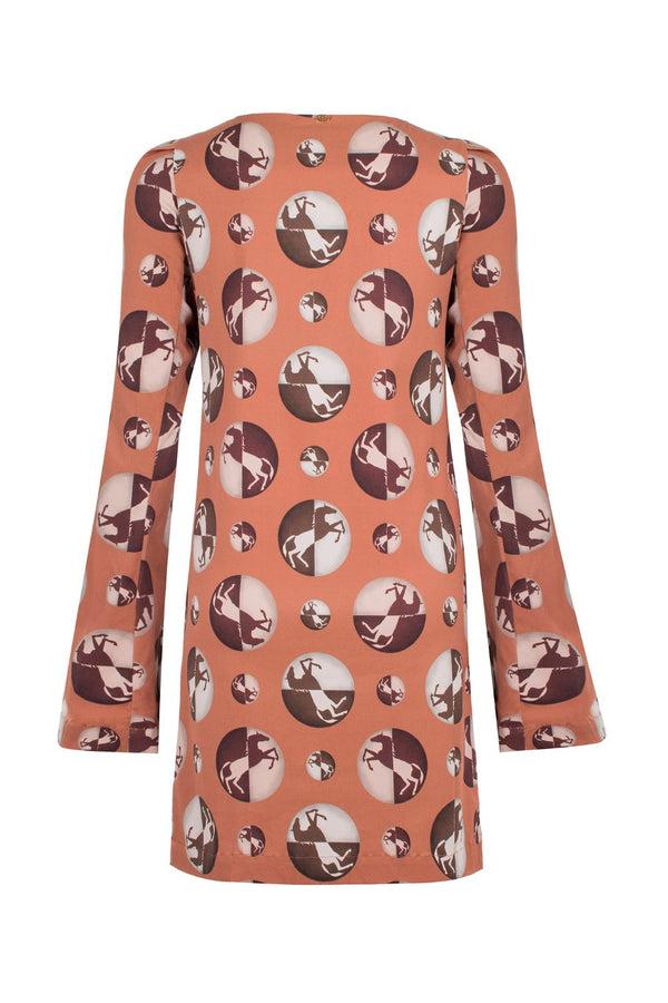 Adriana Degreas Horse Pois Open-Back Short Tunic Dress