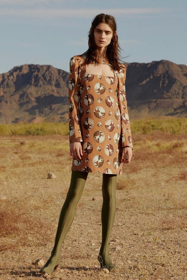 adriana degreas Horse Pois Open-Back Short Tunic Dress