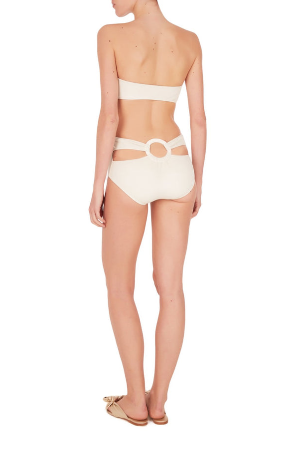 Adriana Degreas Ivory Hot Pants Bandeau Bikini With Hoop