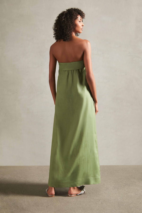Adriana Degreas Jellyfish Solid Strapless Long Linen Dress