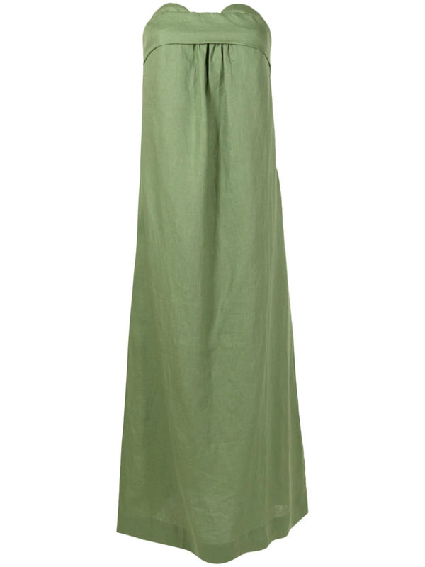 Adriana Degreas Jellyfish Solid Strapless Long Linen Dress