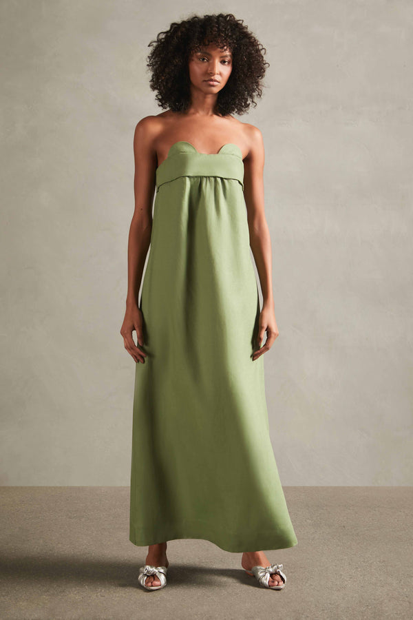 adriana degreas Jellyfish Solid Strapless Long Linen Dress