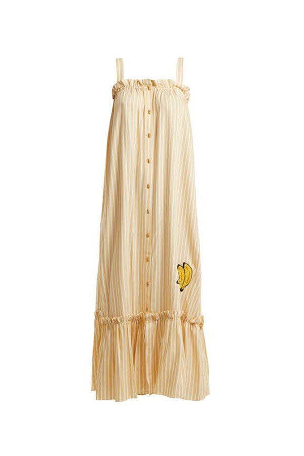 Adriana Degreas Josephine Striped Long Dress With Banana Detail