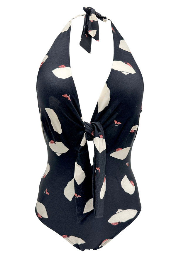 Adriana Degreas Lady Bug Halterneck Swimsuit With Knot