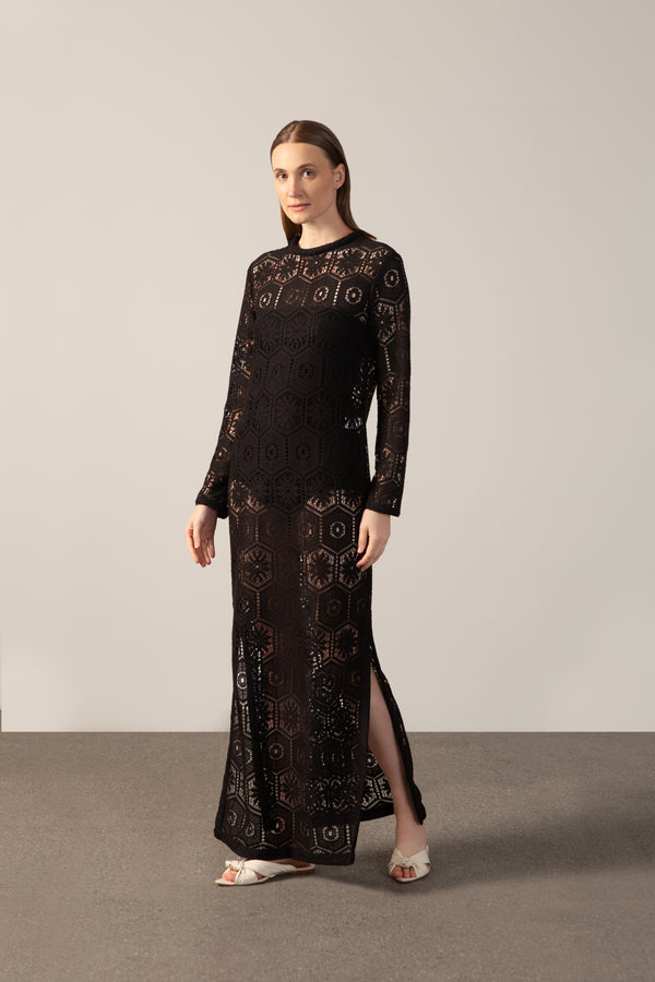 adriana degreas Le Sirenuse Lace Long-Sleeved Dress