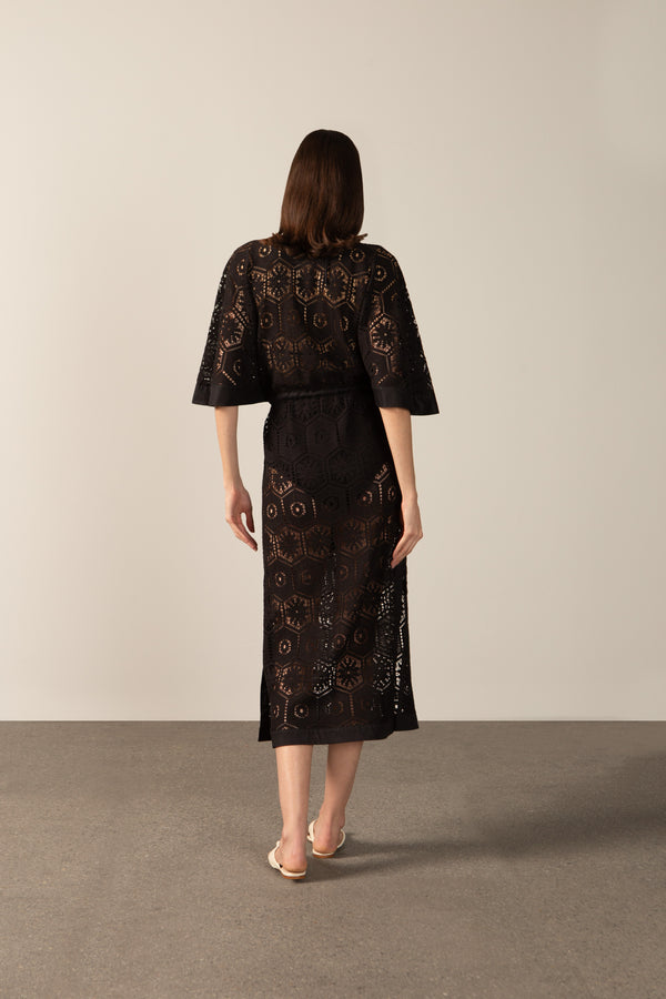 Adriana Degreas Le Sirenuse Lace V-Neck Lace Long Dress