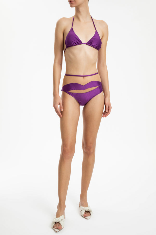 Adriana Degreas Lipstick Solid High-Waisted Tulle Bikini