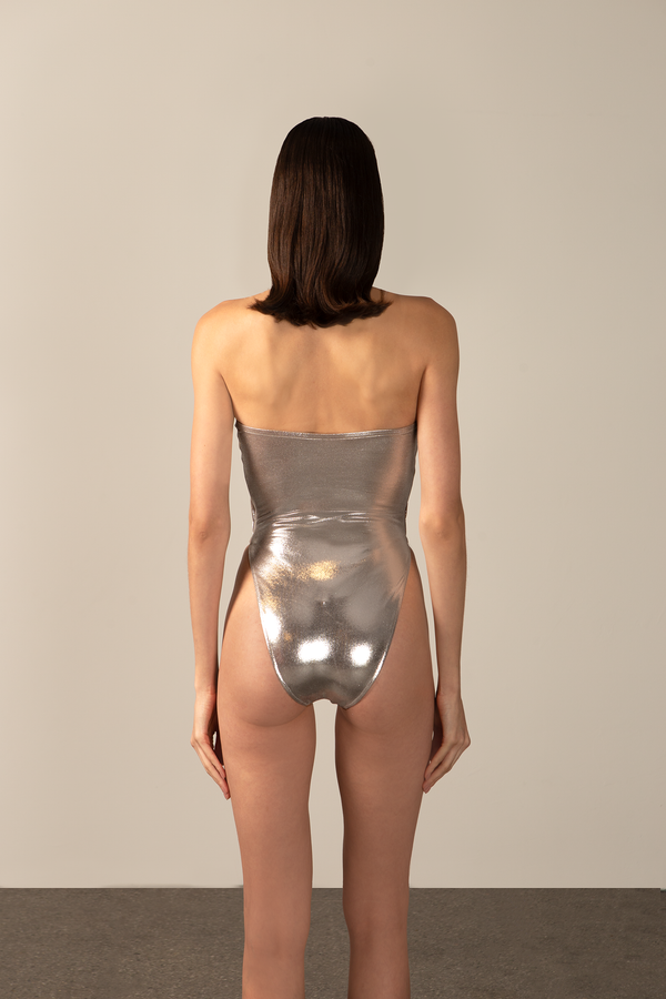 Adriana Degreas Metallic Cut-Out Halterneck Swimsuit
