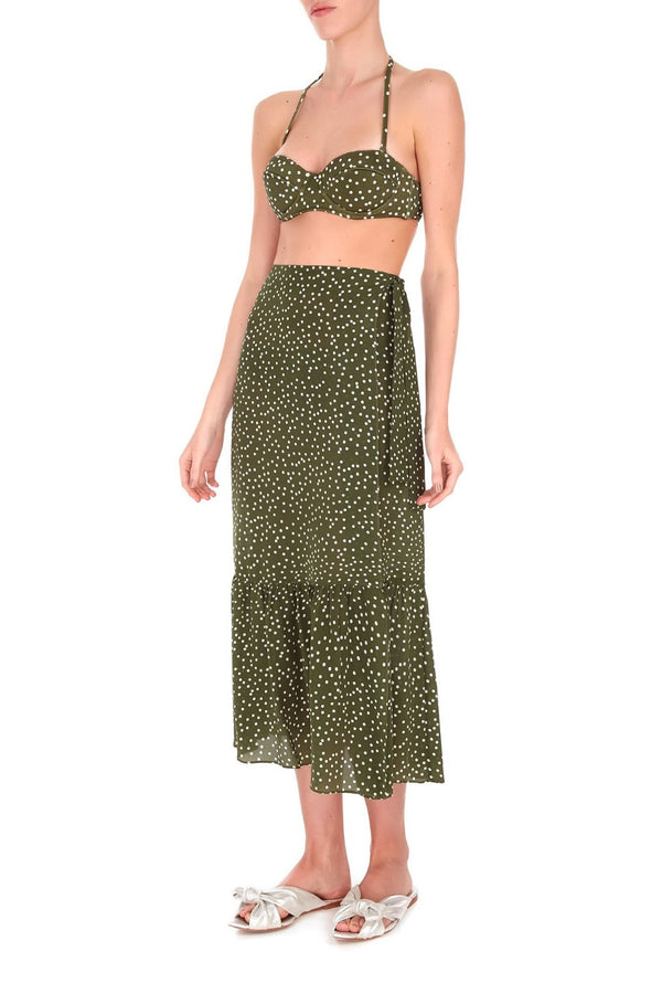 adriana degreas Mille Punti Midi Silk Skirt with Ruffles