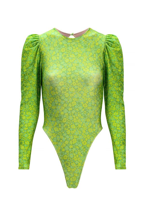 adriana degreas Mini Vintage Flower High-Leg Body With Long Sleeves