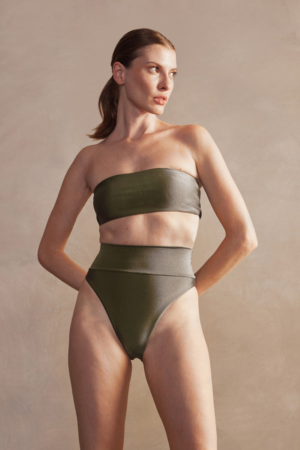 adriana degreas New Pois Solid High-Leg Bandeau Bikini