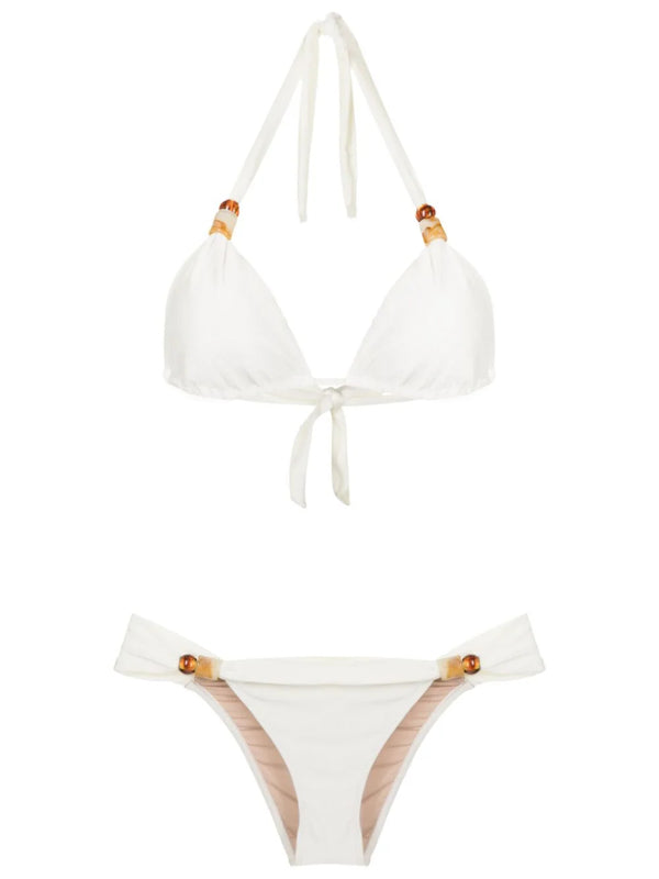 Adriana Degreas New Pois Solid Long Triangle Bikini