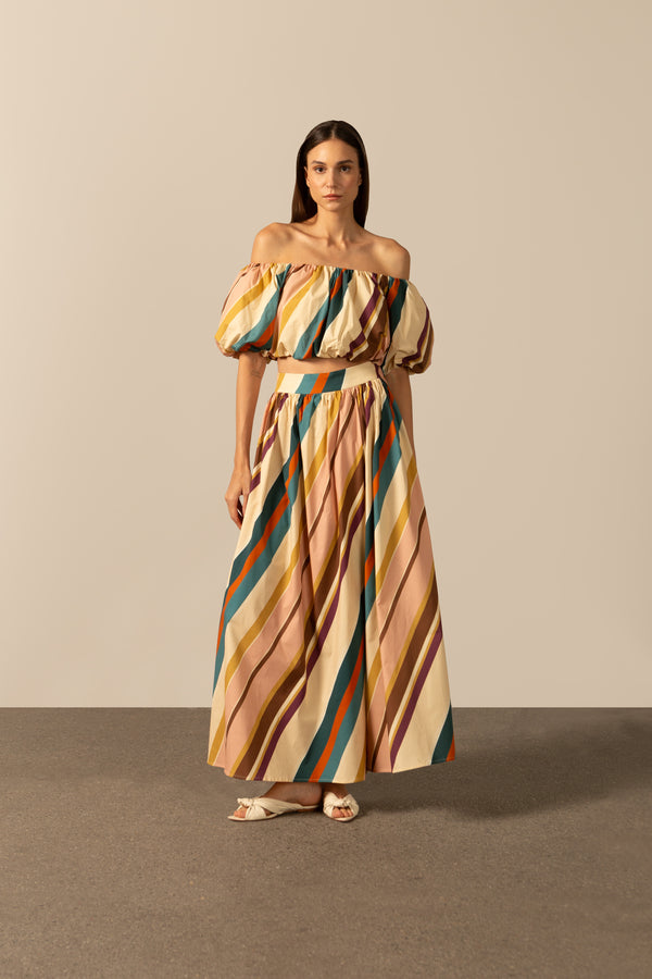 Adriana Degreas Organic Stripes Off-The-Shoulder Blouse