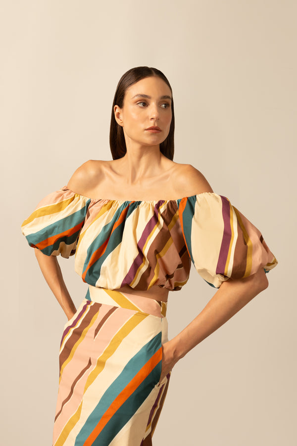 adriana degreas Organic Stripes Off-The-Shoulder Blouse