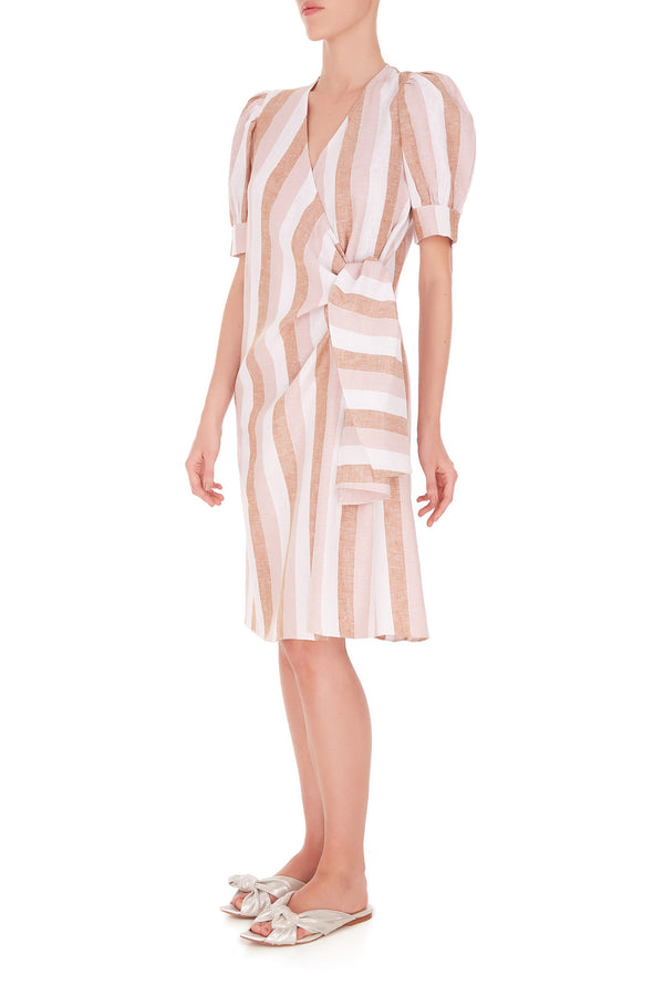 adriana degreas Porto Striped Short Dress With Knot Detail