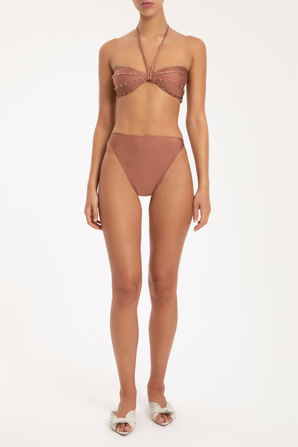 adriana degreas Solid Carre Vintage High-leg Halterneck Bikini