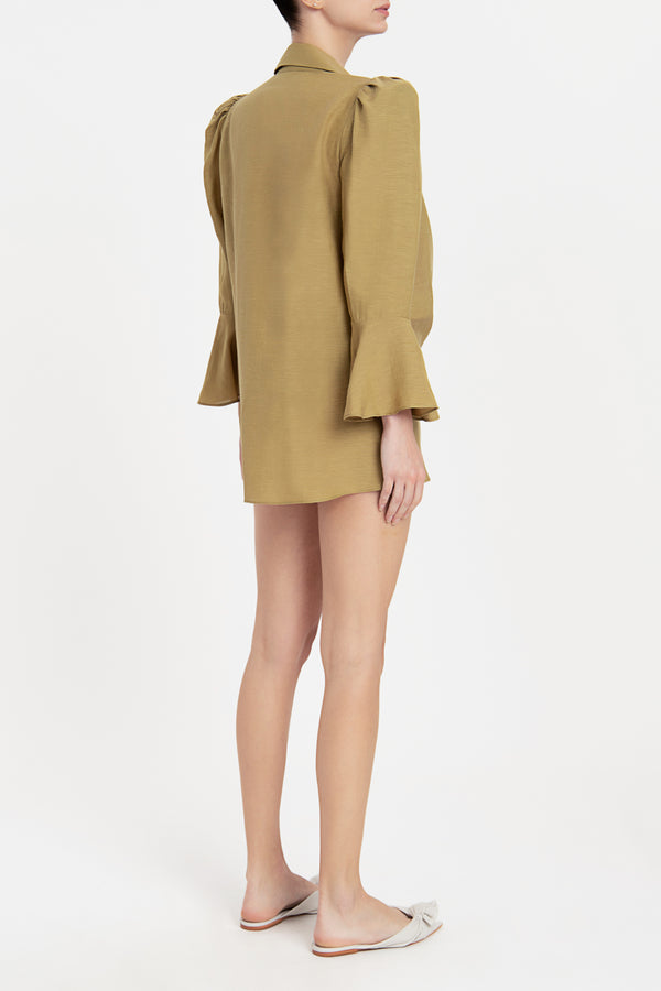 Adriana Degreas Solid Carre Vintage Puff-Sleeved Shirt