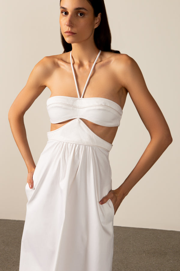 Adriana Degreas Solid Cut-Out Halterneck Long Dress