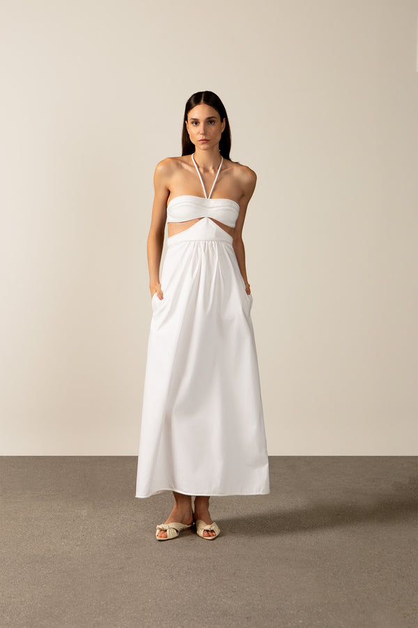 adriana degreas Solid Cut-Out Halterneck Long Dress