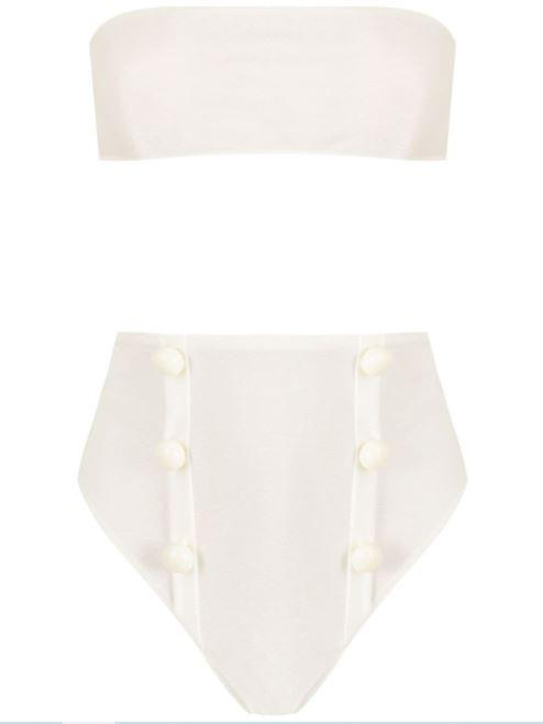 Adriana Degreas Solid High-leg Bandeau Bikini With Buttons