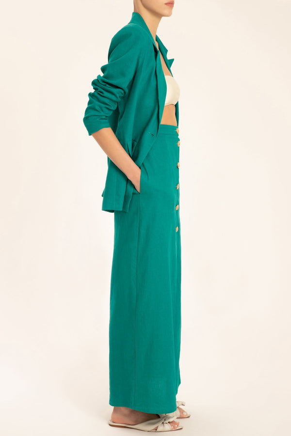 Adriana Degreas Solid Long Buttoned Skirt With Front Slit