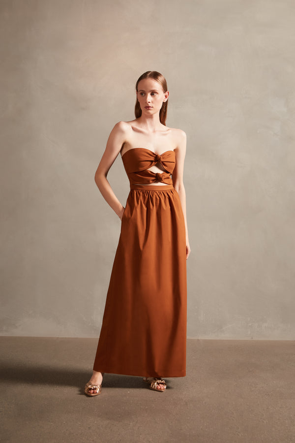 Adriana Degreas Solid Strapless Double-Knot Long Dress