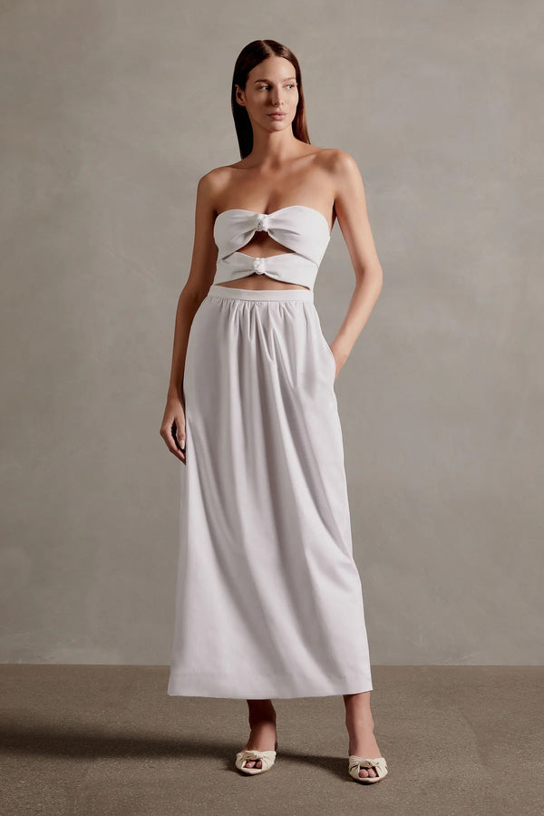 adriana degreas Solid Strapless Double-Knot Long Dress