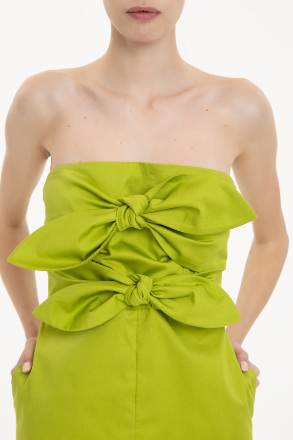 Adriana Degreas Solid Strapless Midi Dress With Double Knot