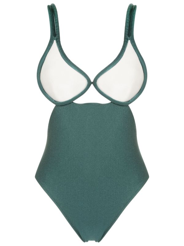 Adriana Degreas Spray Of Flower Solid Cut-Out Swimsuit