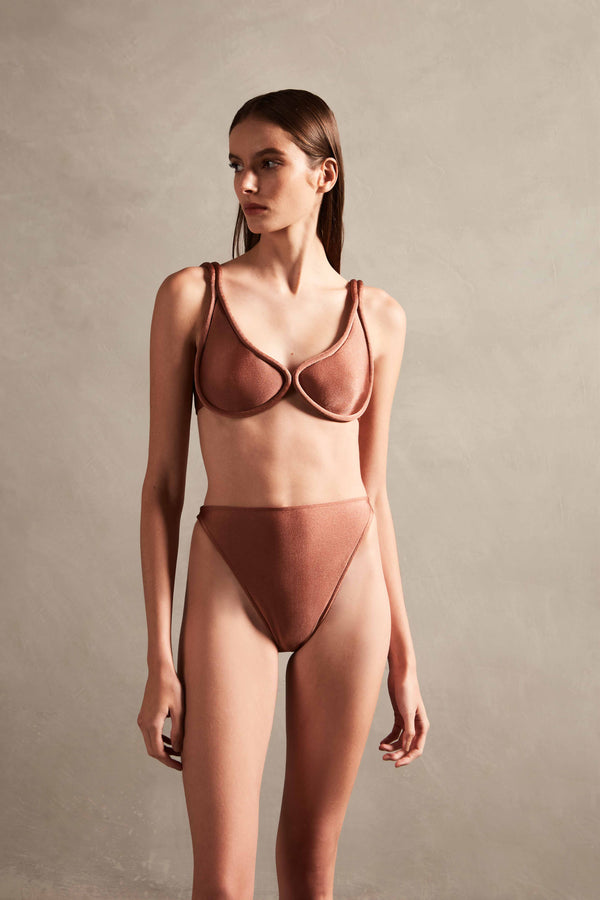 adriana degreas Spray Of Flower Solid High-Leg Bikini