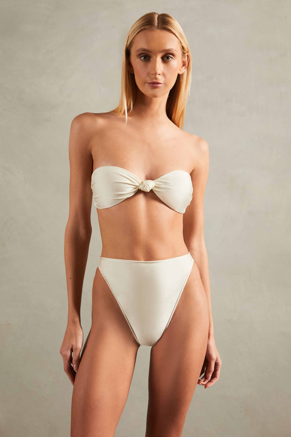 Adriana Degreas Spray Of Flower Solid High-Leg Strapless Bikini