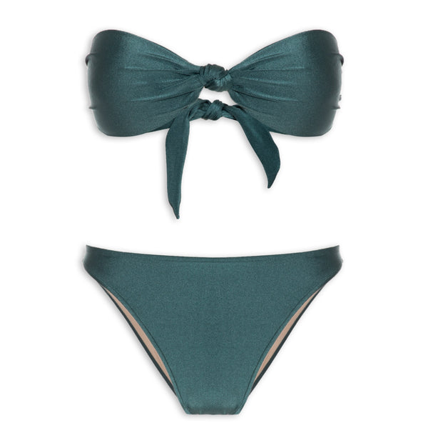 Adriana Degreas Spray Of Flower Solid High-Leg Strapless Bikini