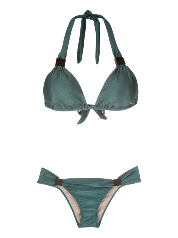 Adriana Degreas Spray Of Flower Solid Long Triangle Bikini