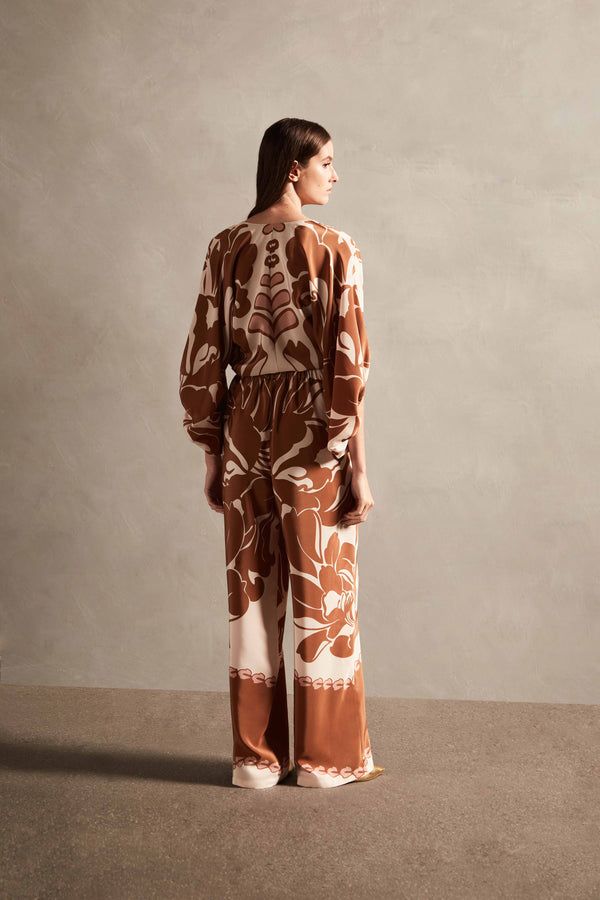 Adriana Degreas Spray Of Flower Voluminous Sleeves Shirt