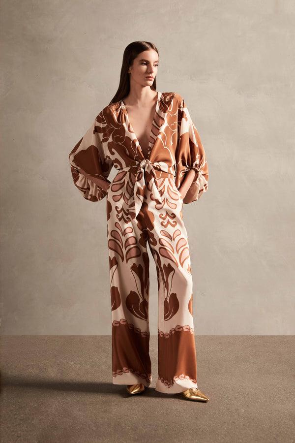 adriana degreas Spray Of Flower Voluminous Sleeves Shirt