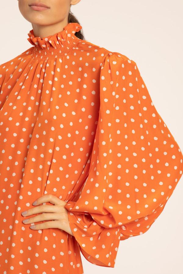 Adriana Degreas Tangerine Pois Lastex Detail Long Dress