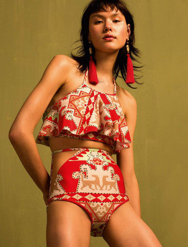 adriana degreas Tapestry Hot Pants Bikini With Tulle