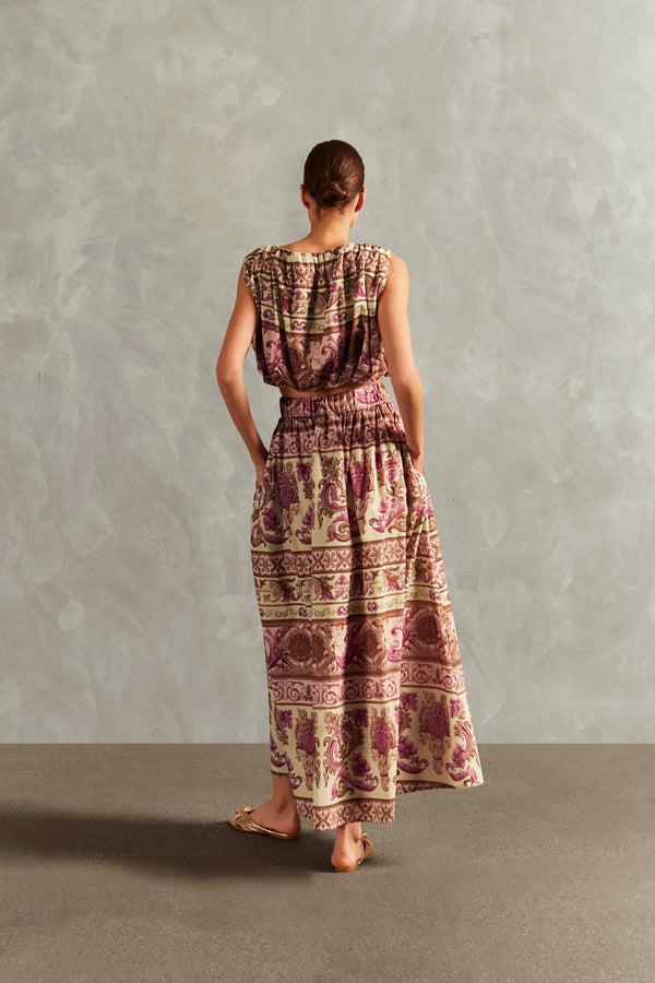 Adriana Degreas Vintage Citronelle Side-Slit Long Skirt