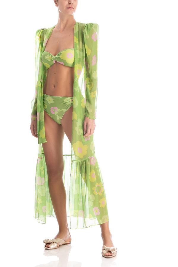 Adriana Degreas Vintage Flower Strapless Hot Pant Green S