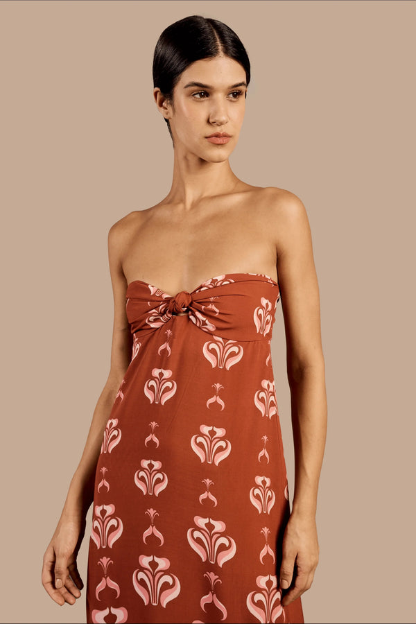 Adriana Degreas Vintage Lily Long Dress With Knot Detail