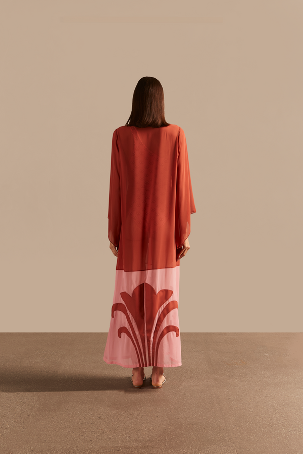 Adriana Degreas Vintage Lily Solid Appliqué Long Robe