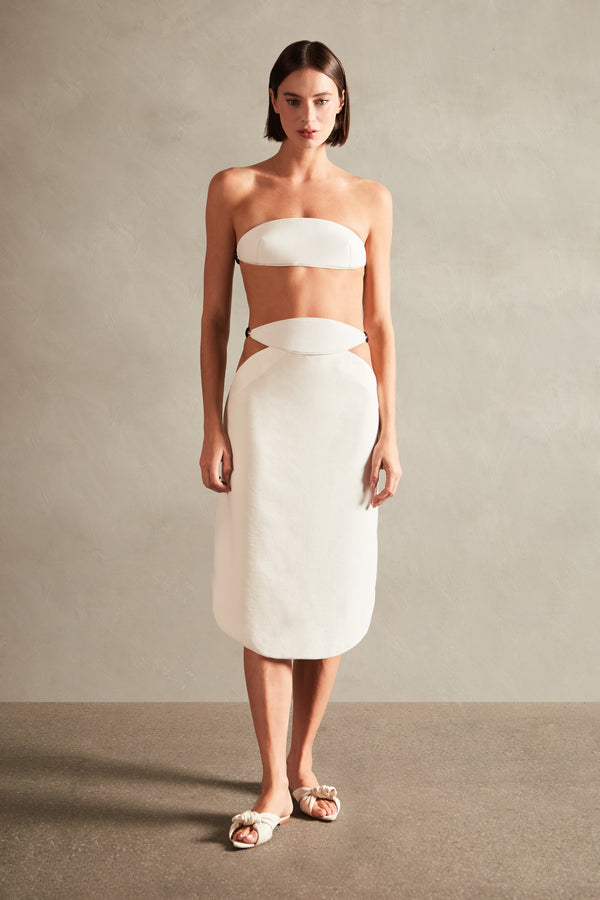Adriana Degreas Vintage Orchid Solid Cut-Out Midi Skirt