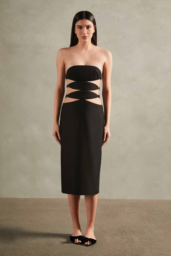 adriana degreas Vintage Orchid Solid Strapless Cut-Out Midi Dress