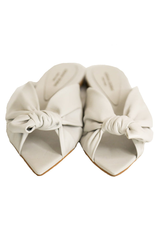 Adriana Degreas White Flat Sandals With Knot Detail