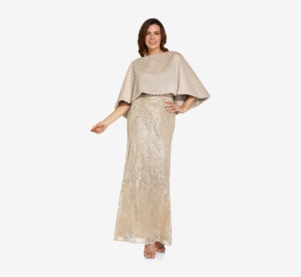 Adrianna Papell Faux Fur Cape In Marble